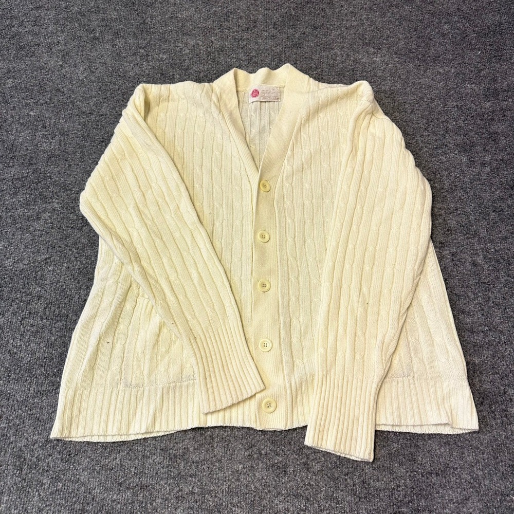 Lord & Taylor Cardigan Womens Size L Cream Cable Knit Button Up Sweater